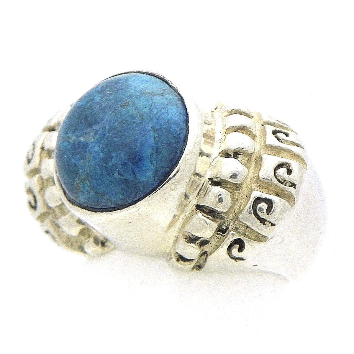 Turquoise Solitaire Ring Solid .925 Sterling Silver Size 5.5 17.6g