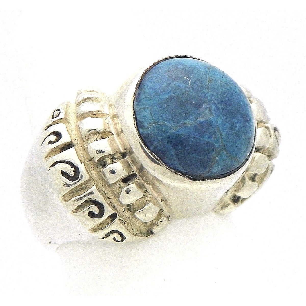 Turquoise Solitaire Ring Solid .925 Sterling Silver Size 5.5 17.6g