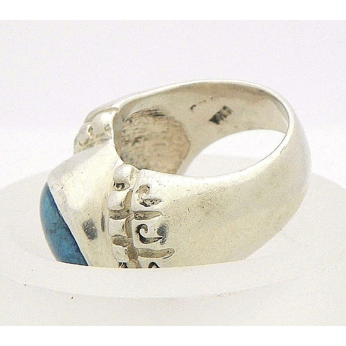 Turquoise Solitaire Ring Solid .925 Sterling Silver Size 5.5 17.6g