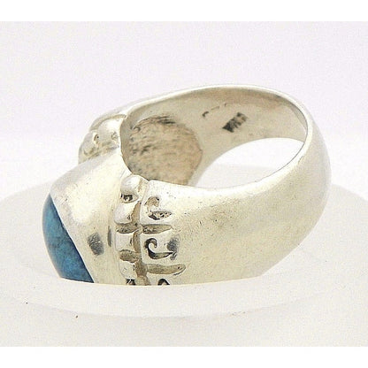 Turquoise Solitaire Ring Solid .925 Sterling Silver Size 5.5 17.6g