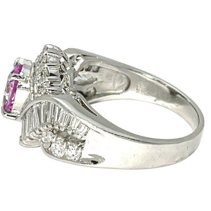 1.25 ctw Sapphire Solitaire Diamond Ring Platinum 9.5g Size 6