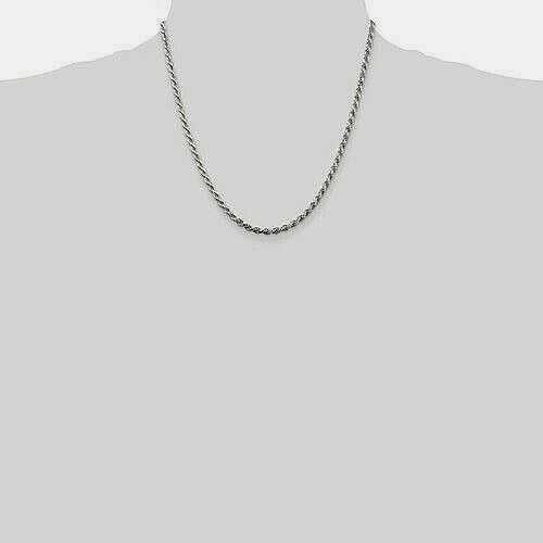 3mm Rope Chain Necklace 20" Long Solid .925 Sterling Silver