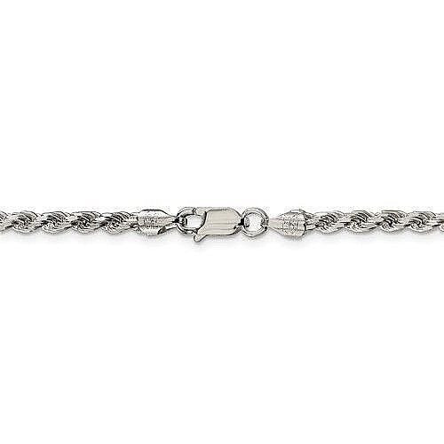 3mm Rope Chain Necklace 20" Long Solid .925 Sterling Silver