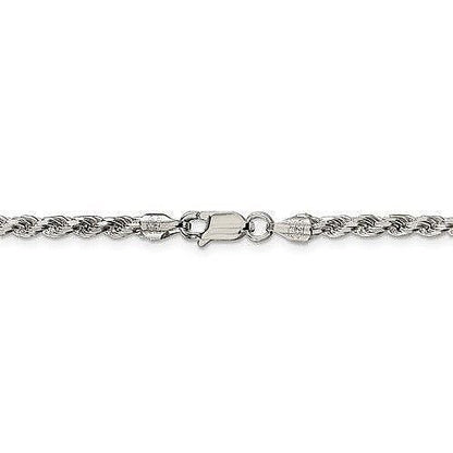 3mm Rope Chain Necklace 20" Long Solid .925 Sterling Silver
