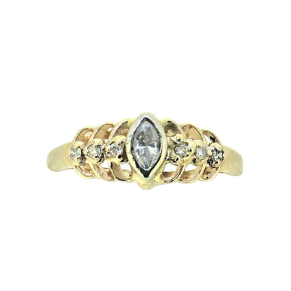 1/4ct Diamond Solitaire w/ Accent Ring 14k Yellow Gold 3.6g Size 8.75