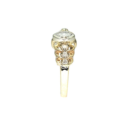 1/4ct Diamond Solitaire w/ Accent Ring 14k Yellow Gold 3.6g Size 8.75