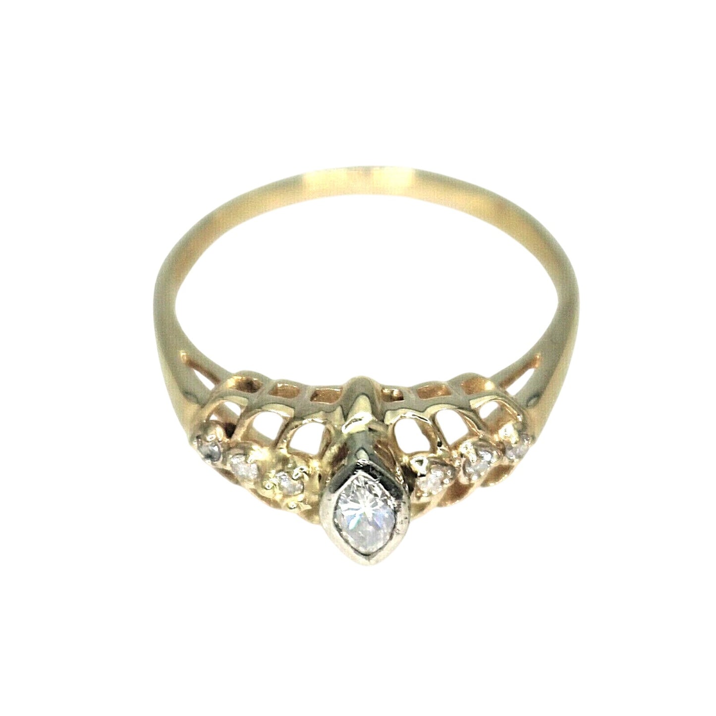 1/4ct Diamond Solitaire w/ Accent Ring 14k Yellow Gold 3.6g Size 8.75