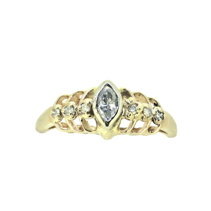 1/4ct Diamond Solitaire w/ Accent Ring 14k Yellow Gold 3.6g Size 8.75
