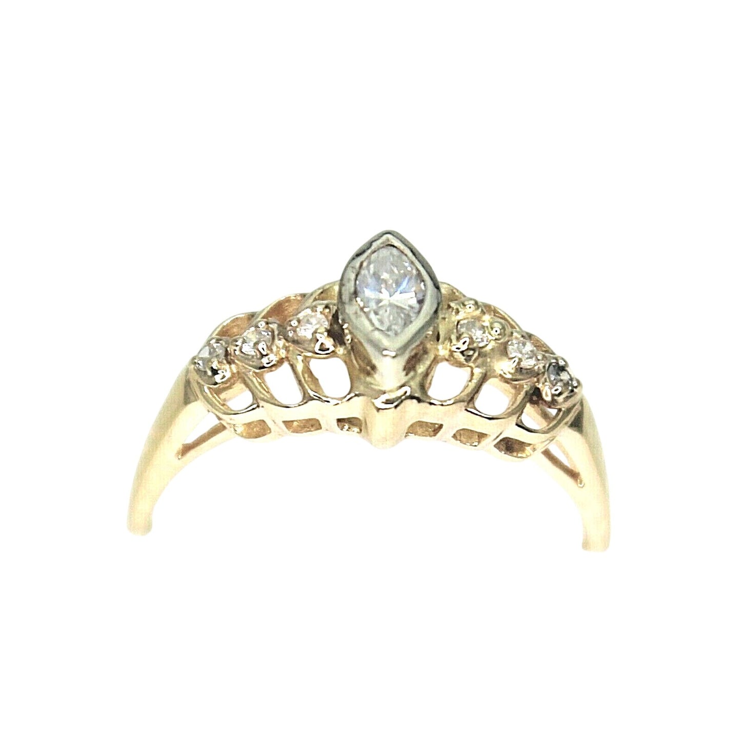 1/4ct Diamond Solitaire w/ Accent Ring 14k Yellow Gold 3.6g Size 8.75