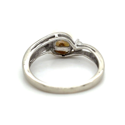 Pearl & Diamond 10k White Gold Ring  2.1g Size 5.5
