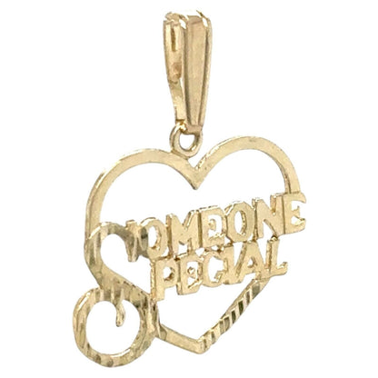 "Someone Special" Heart 14k Yellow Gold Pendant Charm 0.9g