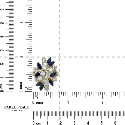 Sapphire & CZ Sterling Silver Cocktail Ring 5.8g Size 6.25
