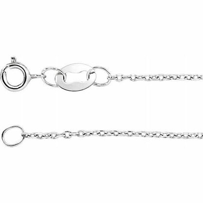 Sterling Silver 1mm Diamond-Cut Cable Chain 18 Inch Solid