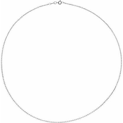 Sterling Silver 1mm Diamond-Cut Cable Chain 18 Inch Solid