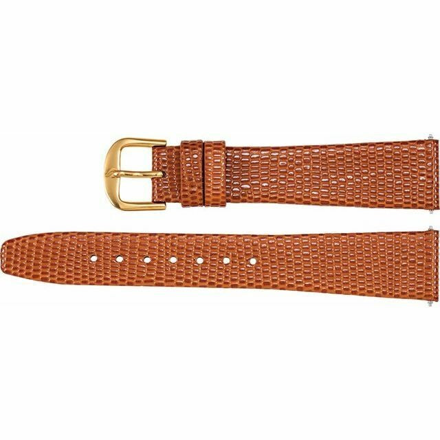 Men's 18 mm Regular Tan Leather Flat Lizard Grain Watch Strap Band