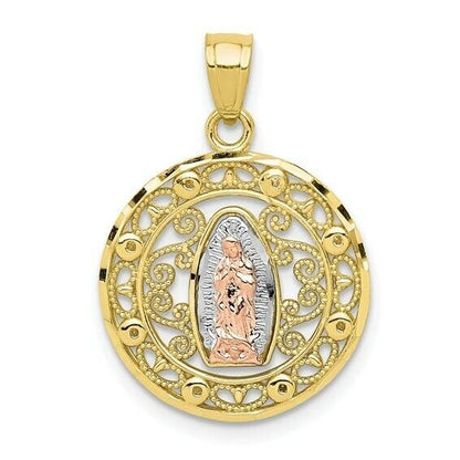 10k Two-tone Gold with White Rhodium Our Lady of Guadalupe Pendant
