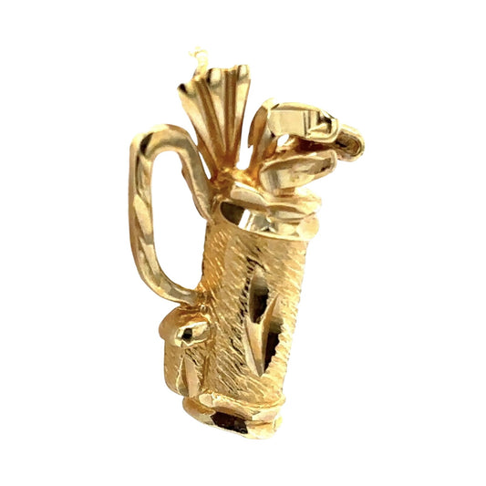 Golf Bag Pendant 14k Yellow Gold 1.7g Detailed Design Jewelry Gift