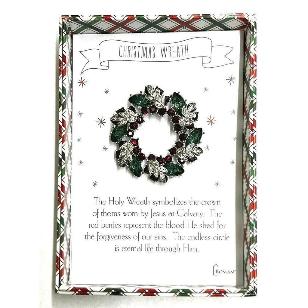 Crystal Christmas Wreath Story Pin