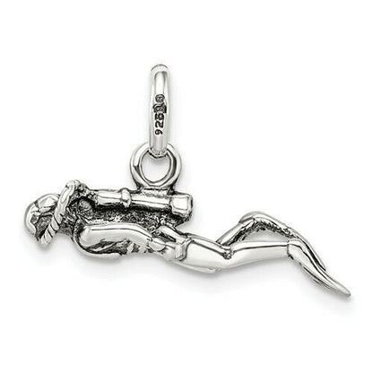 Sterling Silver Scuba Diver Charm Pendant