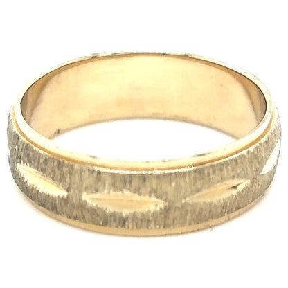 6mm Textured Wedding Band Ring REAL Solid 14 K Yellow Gold 4.3 g Size 7