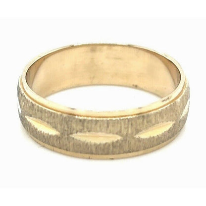 6mm Textured Wedding Band Ring REAL Solid 14 K Yellow Gold 4.3 g Size 7