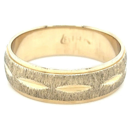 6mm Textured Wedding Band Ring REAL Solid 14 K Yellow Gold 4.3 g Size 7