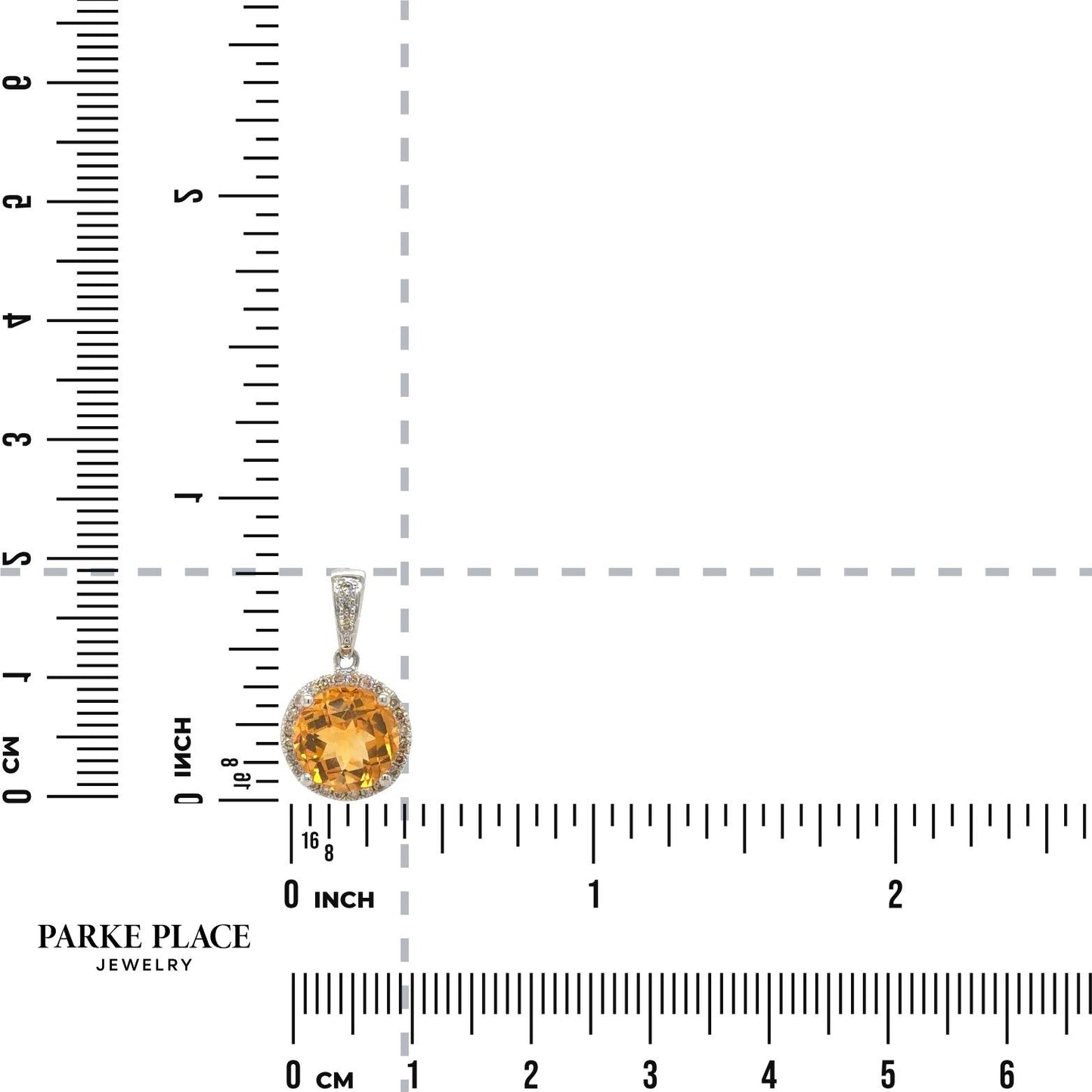 Citrine & Diamond 14k White Gold Pendant 1.6g