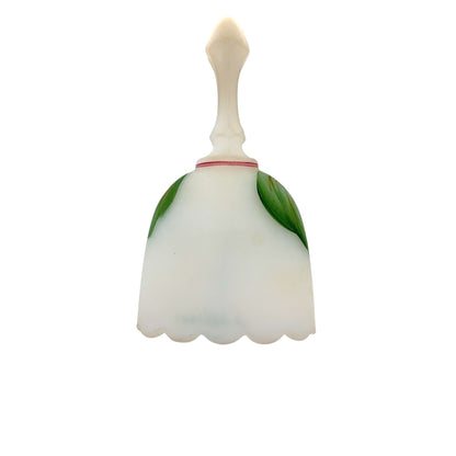 Vintage Fenton Hand-Painted White Satin Bell Floral Design & Scalloped Edge Signed