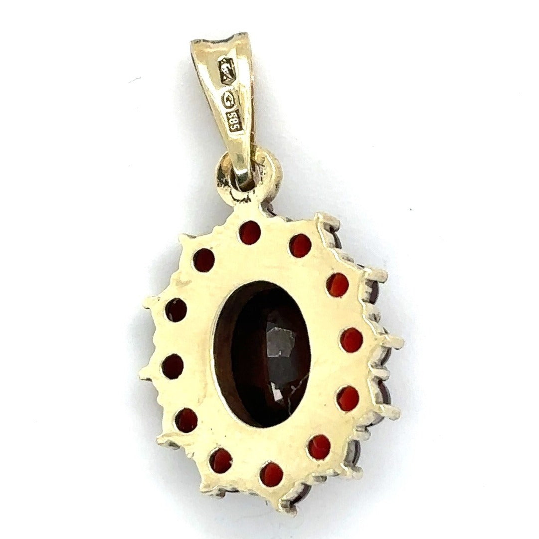 Vintage 14K Yellow Gold Garnet Pendant 2.8g