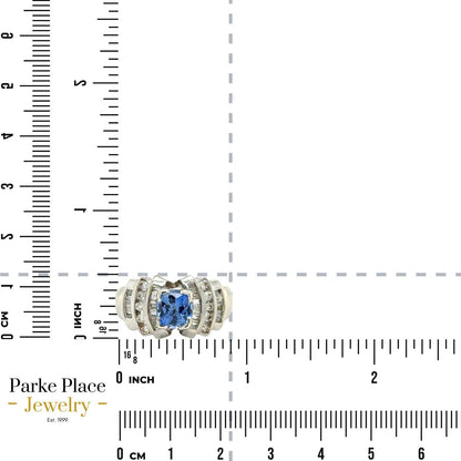 2ctw Sapphire Solitaire with Diamond Accents 14k White Gold Ring 9.1g Size 6.75