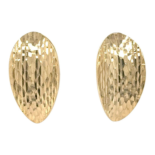 14k Yellow Gold Etched Leaf Huggie Earrings 2.4g
