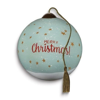 Ne'Qwa Art Santa Surprise by Karen Tye Bentley Hand-painted Glass Ornament