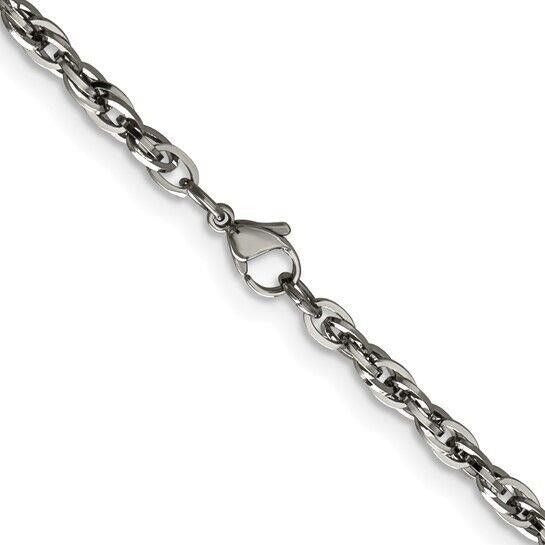 Chisel Stainless Steel 20-Inch Polished 4.2mm Fancy Twisted Link Chain Necklace Rope Style