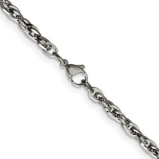 Chisel Stainless Steel 20-Inch Polished 4.2mm Fancy Twisted Link Chain Necklace Rope Style