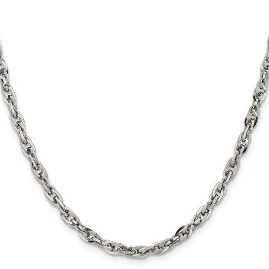 Chisel Stainless Steel 20-Inch Polished 4.2mm Fancy Twisted Link Chain Necklace Rope Style