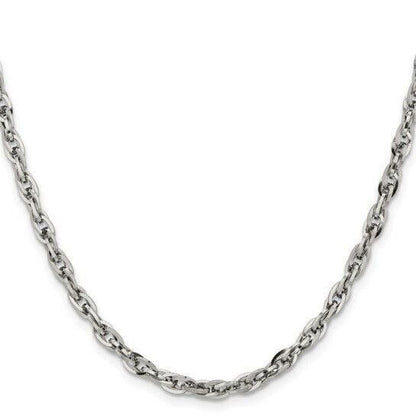 Chisel Stainless Steel 20-Inch Polished 4.2mm Fancy Twisted Link Chain Necklace Rope Style