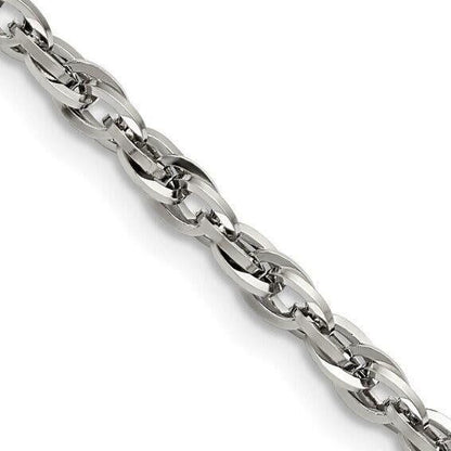 Chisel Stainless Steel 20-Inch Polished 4.2mm Fancy Twisted Link Chain Necklace Rope Style