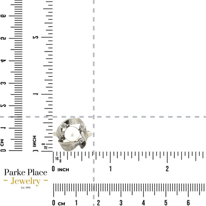 Pearl Solitaire & Diamond 14k White Gold Ring 3.9g Size 5