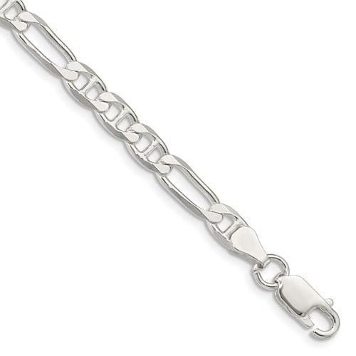 Sterling Silver 5.5mm Figaro Anchor Chain Bracelet 8in
