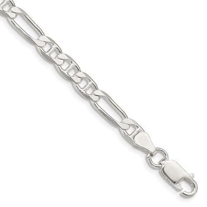 Sterling Silver 5.5mm Figaro Anchor Chain Bracelet 8in