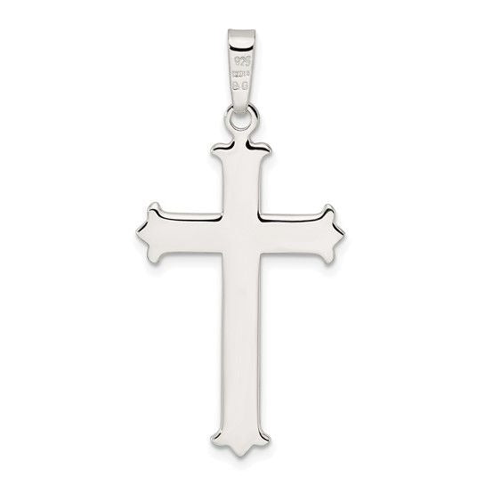 Sterling Silver Polished Fleur De Lis Cross Pendant Cross Center