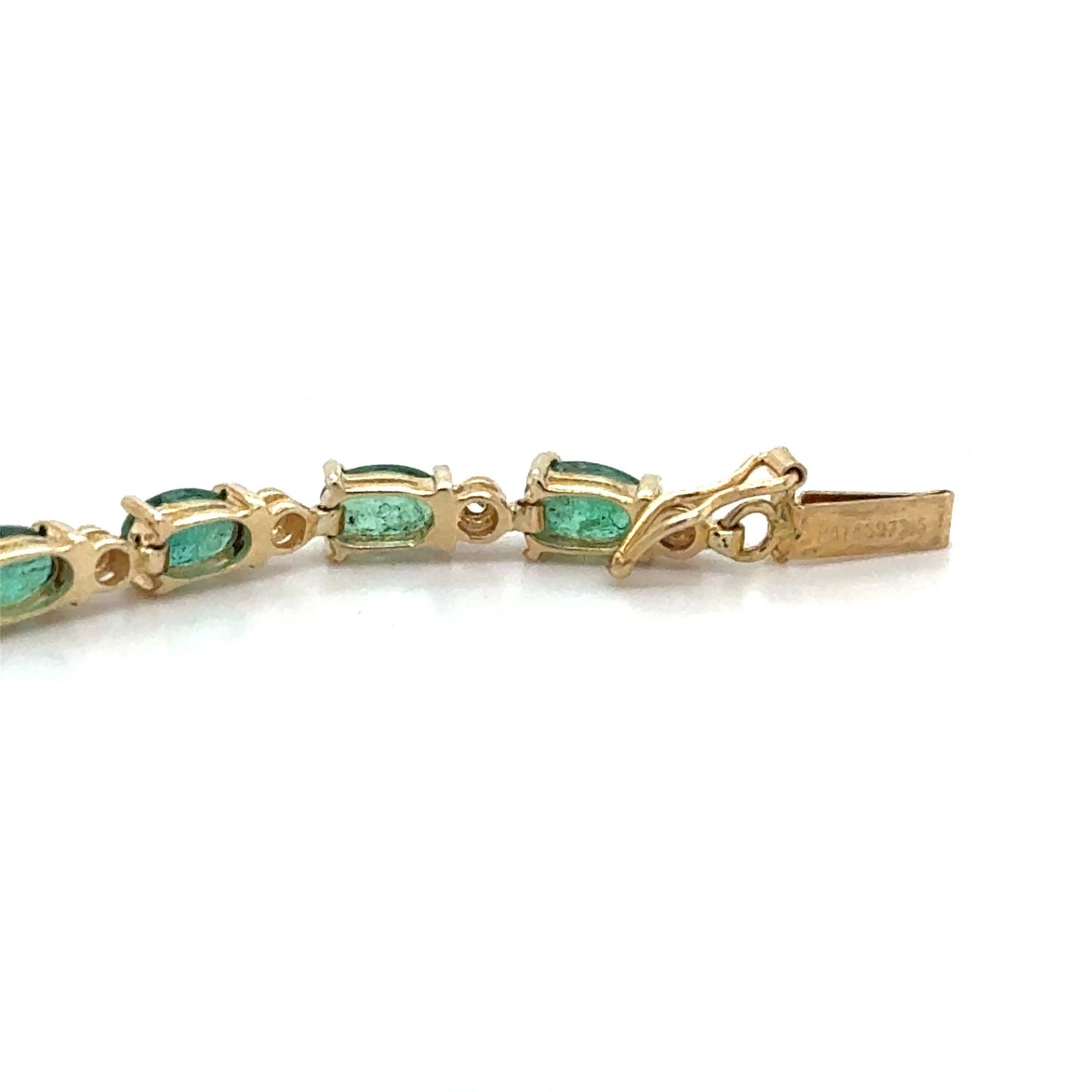14k Yellow Gold Emerald & Diamond Bracelet 7.25 Inch 7.4g