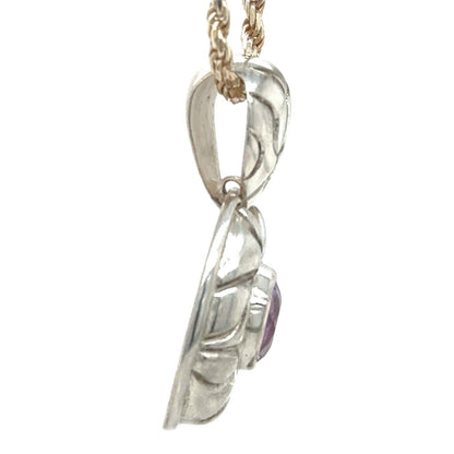 Amethyst Pendant with 30" Rope Necklace Sterling Silver 33.8g