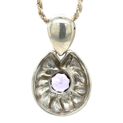 Amethyst Pendant with 30" Rope Necklace Sterling Silver 33.8g