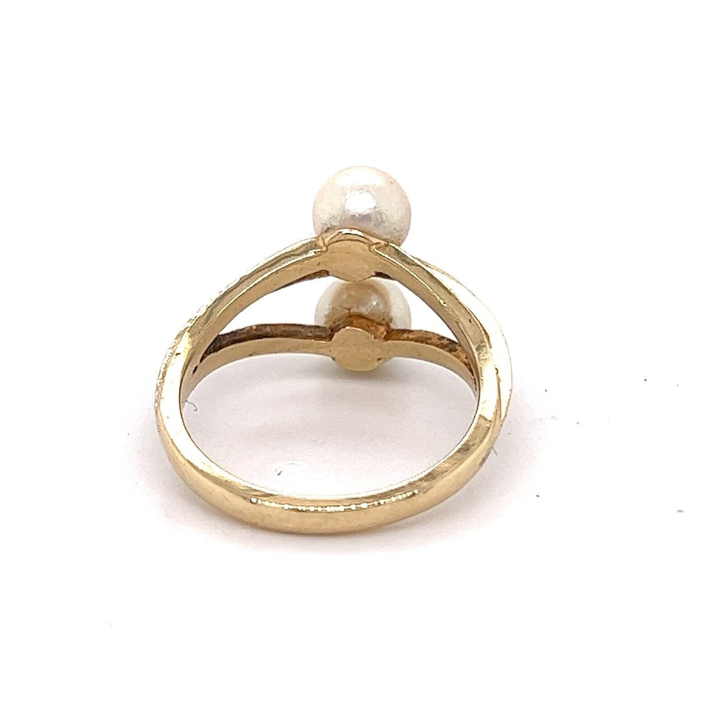 Vintage 14K Yellow Gold Double Pearl Ladies Ring 3.3g Size 6
