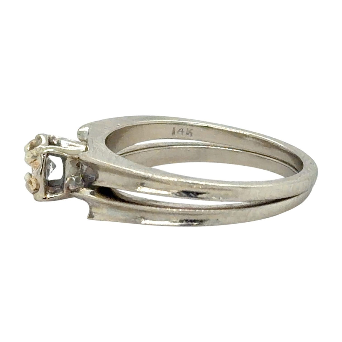 1/7ct Diamond Solitaire 14k White Gold Wedding Ring Set 3.9g Size 5.25
