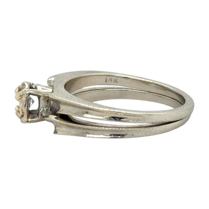 1/7ct Diamond Solitaire 14k White Gold Wedding Ring Set 3.9g Size 5.25