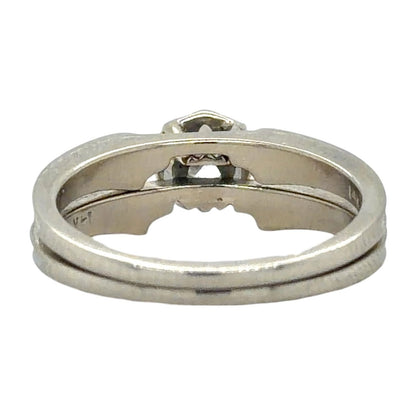 1/7ct Diamond Solitaire 14k White Gold Wedding Ring Set 3.9g Size 5.25