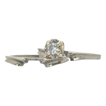 1/7ct Diamond Solitaire 14k White Gold Wedding Ring Set 3.9g Size 5.25