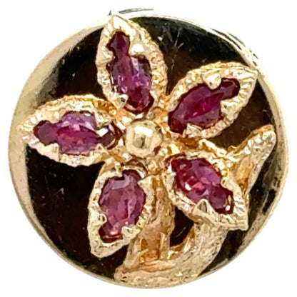 10k Yellow Gold Pink Ruby Flower Round Bracelet Slide 7.2g